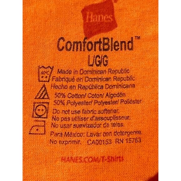 Hanes Comfort Blend Safety Orange T-Shirt Men's Large Cotton/ Poly 50/50 Hunting - Picture 2 of 6